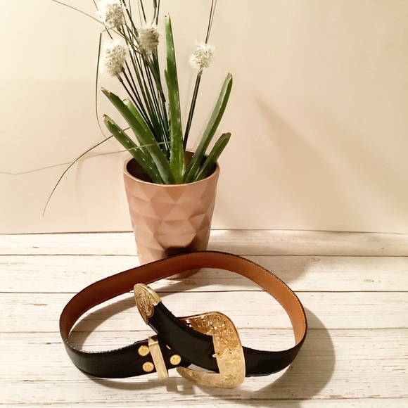 Al Beres Accessories - {Al Beres}Vintage 22Karat Gold Plated Leather Belt
